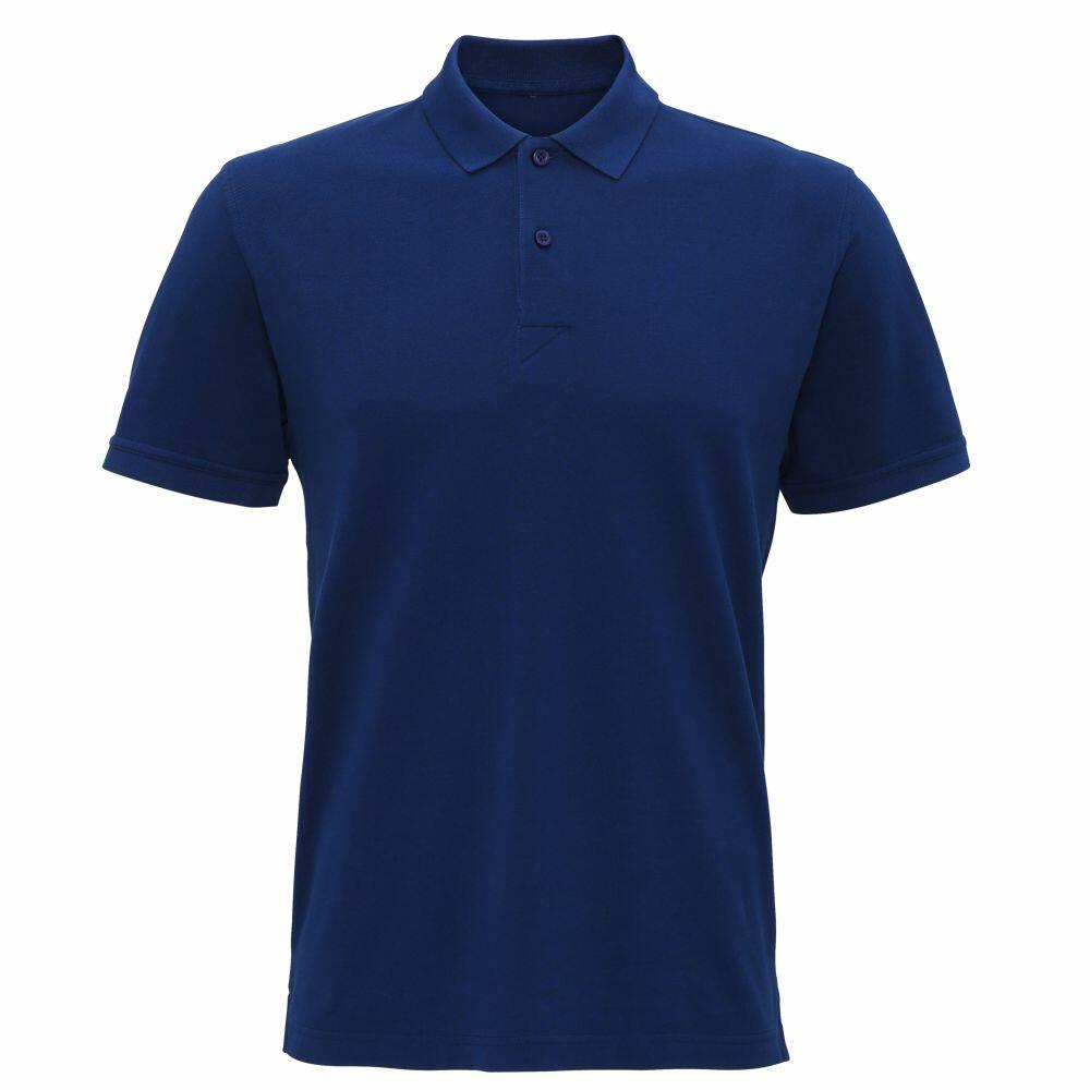 Asquith & Fox AQ017, a plain navy blue polo shirt featuring a collar and buttons, is showcased against a white background.