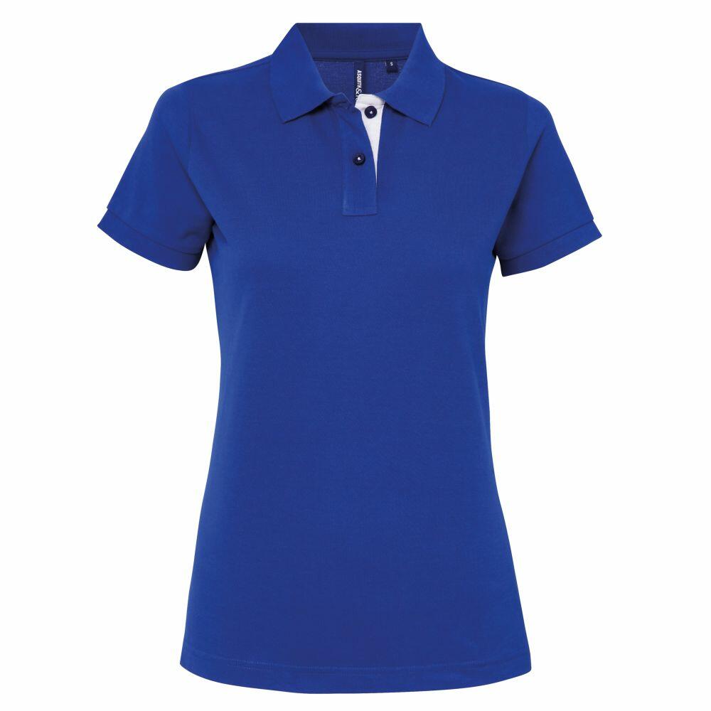 The Asquith & Fox AQ022, a classic fit women's short-sleeve polo shirt with a buttoned collar, is displayed against a white background.