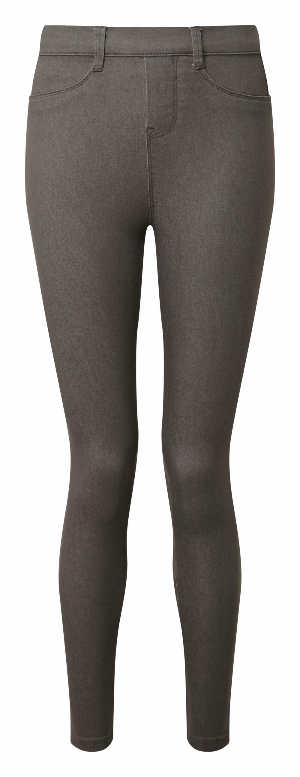 Asquith & Fox's AQ062 olive green jeggings, featuring front pockets and seam details, are showcased on a white background.