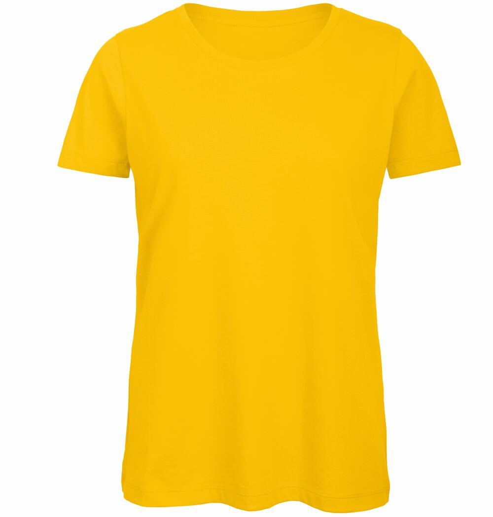 B&C Collection B118F short-sleeve T-shirt in bright yellow, set against a white background.