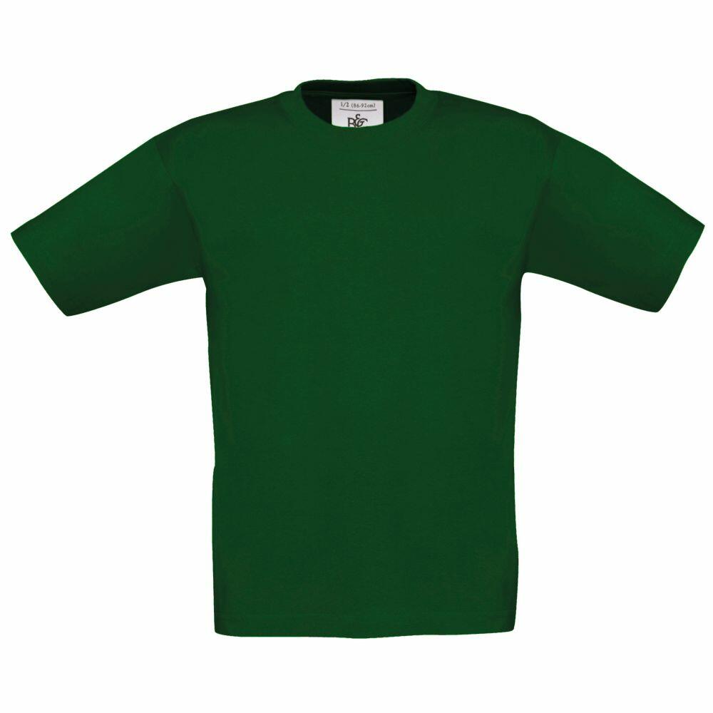 A plain dark green T-shirt with short sleeves and a round neckline from B&C Collection, product name B150B, displayed against a white background.