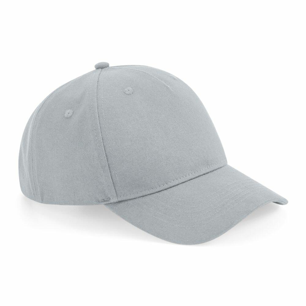 A Beechfield BC62N light gray baseball cap featuring a curved brim and button on top, displayed against a plain white background.