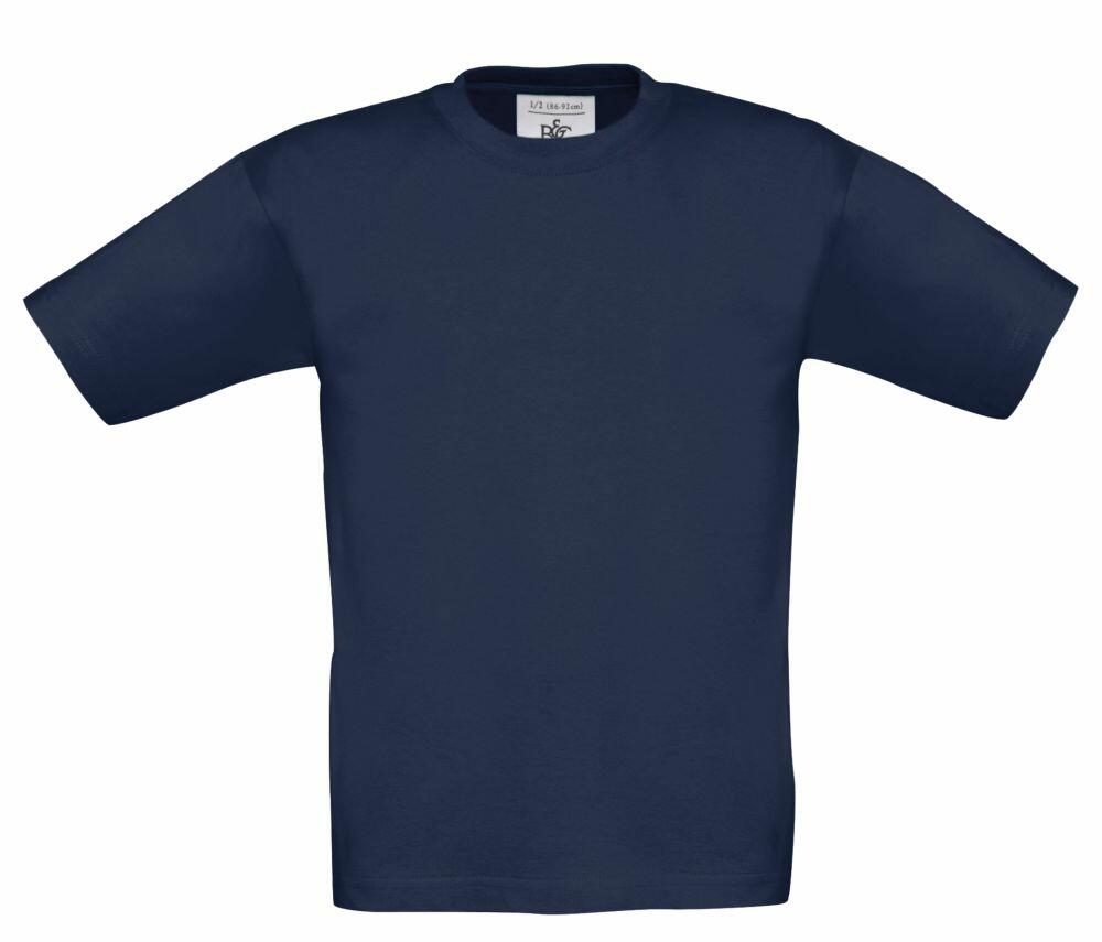 A plain dark blue short-sleeve t-shirt, Product B190B by B&C Collection, displayed on a white background.