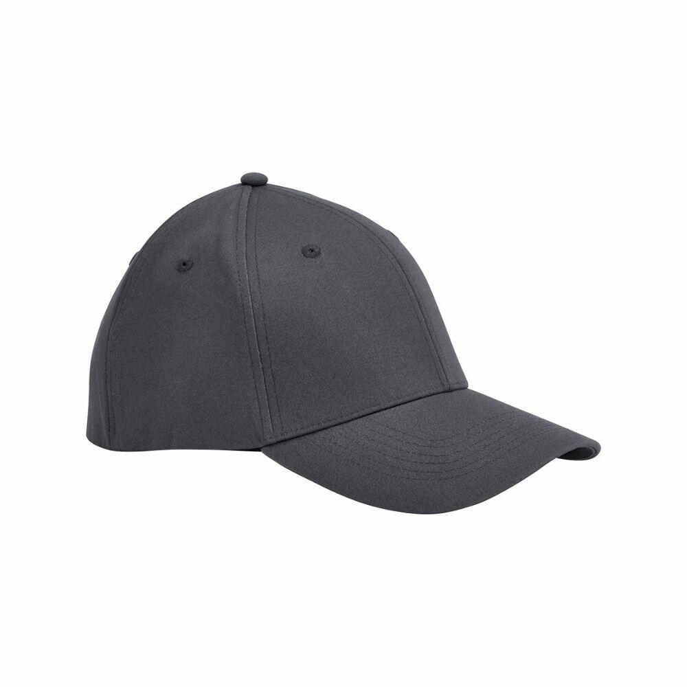 Introducing the Beechfield BC803, a sleek dark gray baseball cap featuring a curved brim and six-panel design.