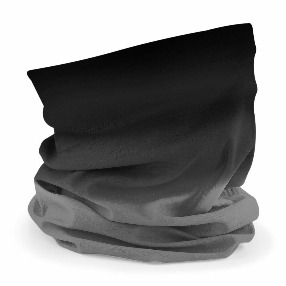 A folded neck gaiter in a black and gray gradient, featuring Beechfield's BC905 design.