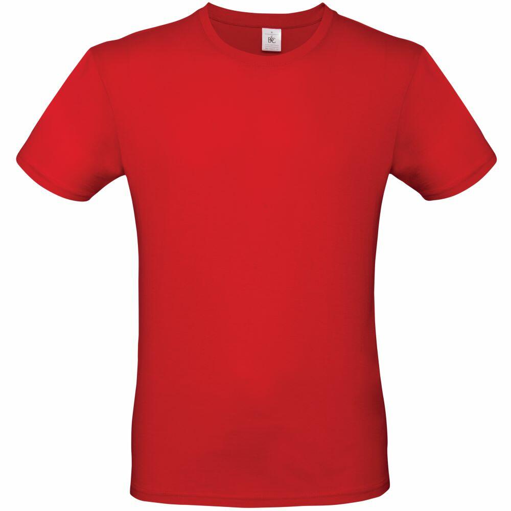 A plain red BA210 T-shirt by B&C Collection is showcased on a white background, featuring a round neckline and short sleeves.
