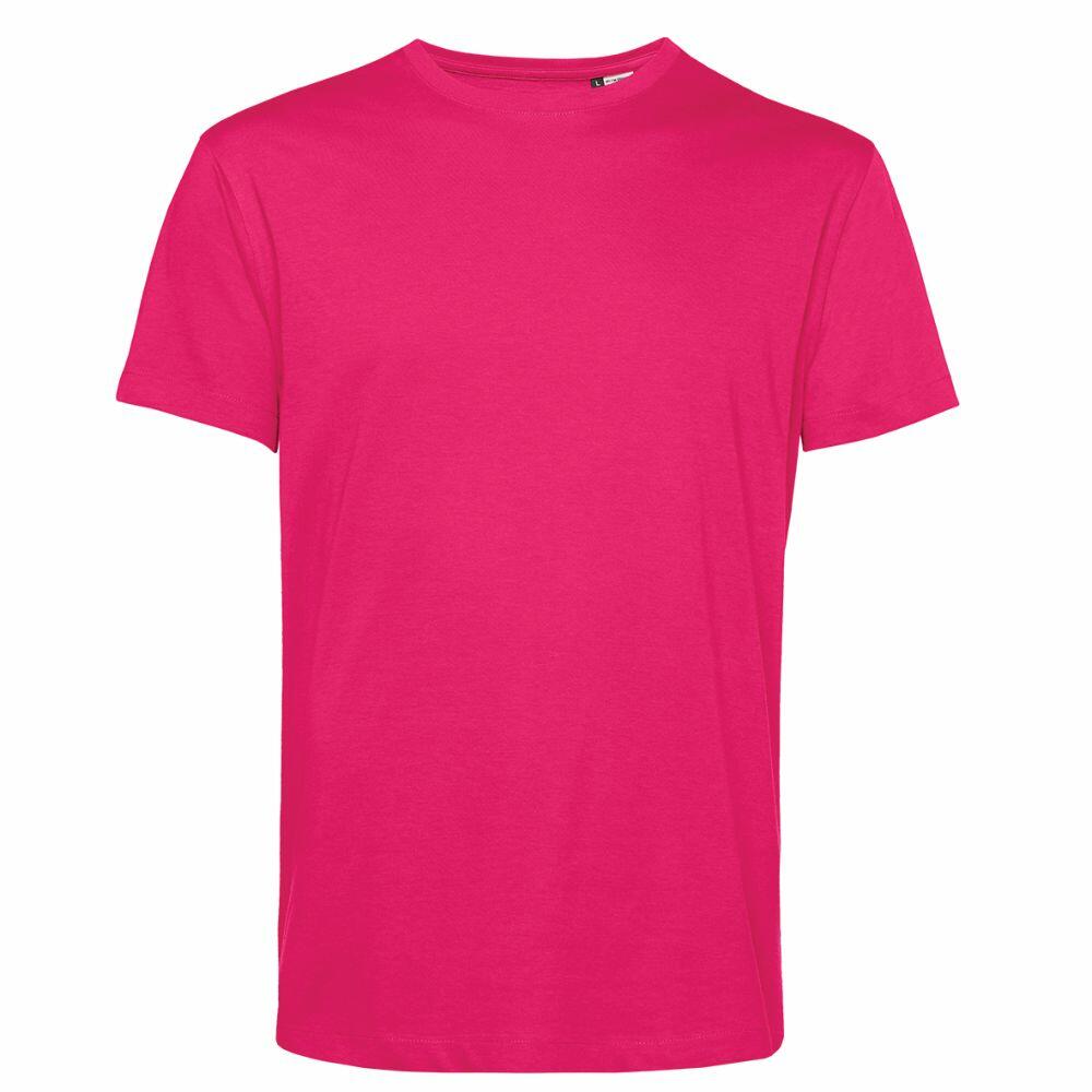 The BA212 by B&C Collection is displayed against a plain white background, showcasing the front view of the bright pink t-shirt. It features short sleeves and a round neckline.