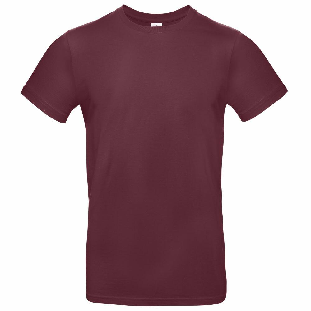 BA220 T-shirt from B&C Collection on a white background. The shirt is short-sleeved, made of a smooth maroon fabric, and features no visible patterns or logos.