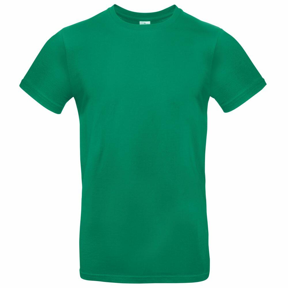 The BA220 by B&C Collection is a plain green T-shirt featuring short sleeves and a round neck, displayed against a white background.