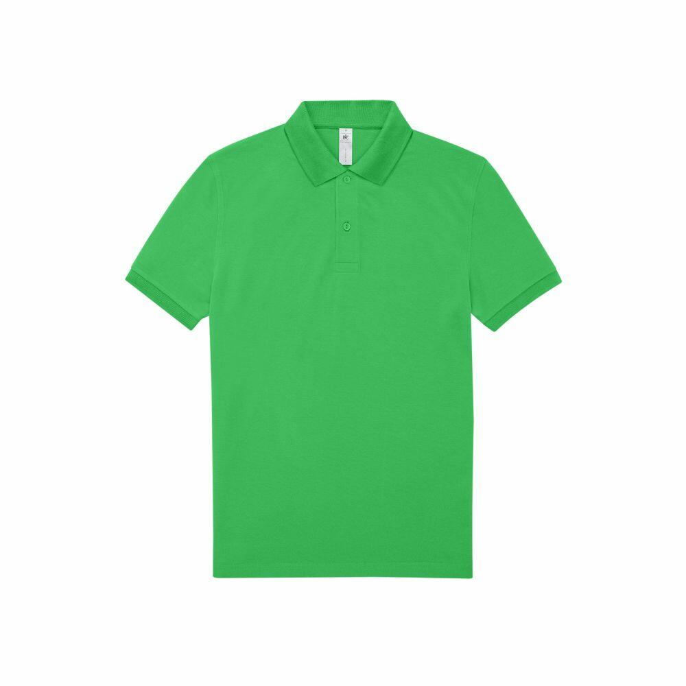 A plain green polo shirt from the B&C Collection labeled as product BA261, featuring a collar and three buttons down the front.
