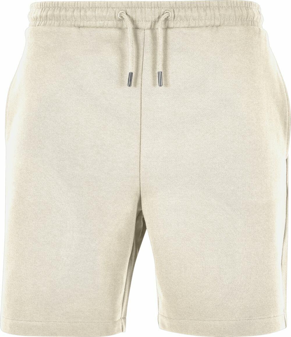 BY251 shorts by Build Your Brand feature a beige color, an elastic waistband, and convenient side pockets.