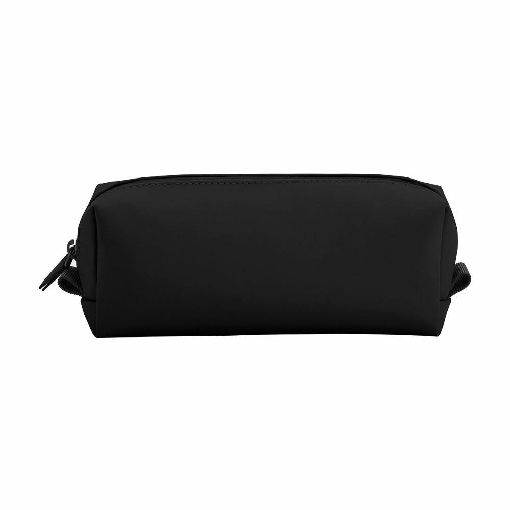 The Bagbase BG329, a black rectangular toiletry bag with a zipper closure.