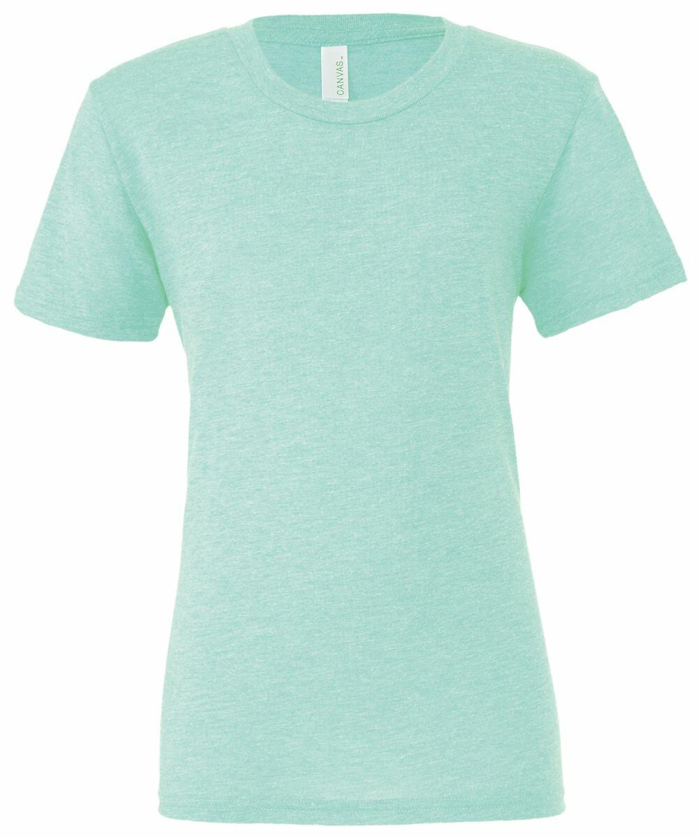 A Bella + Canvas CV003 t-shirt in plain light green, featuring a crew neck and short sleeves, displayed on a white background.