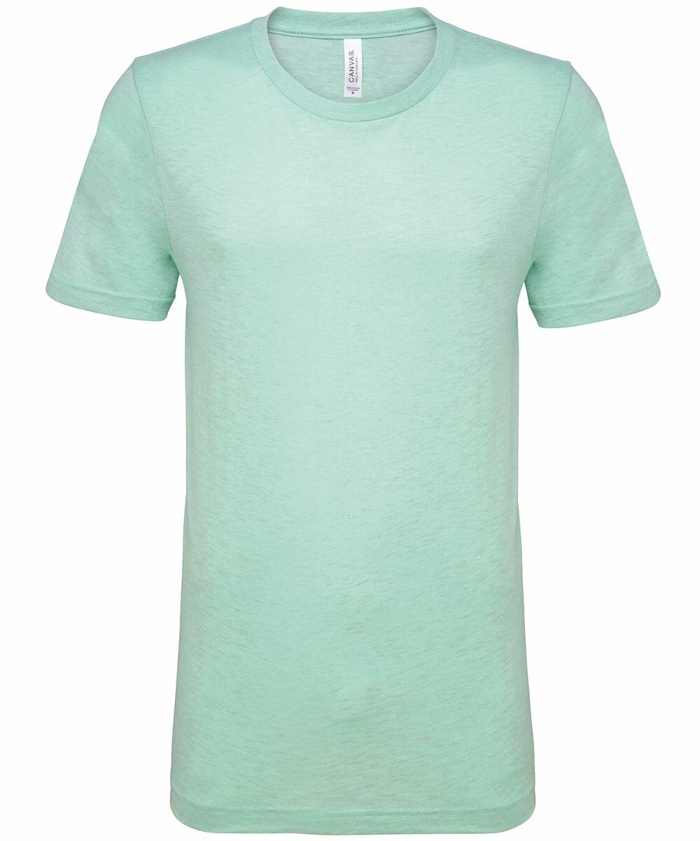 A plain, light green Bella + Canvas CV01H t-shirt on a white background, showcased from the front. It features short sleeves and a round neckline.