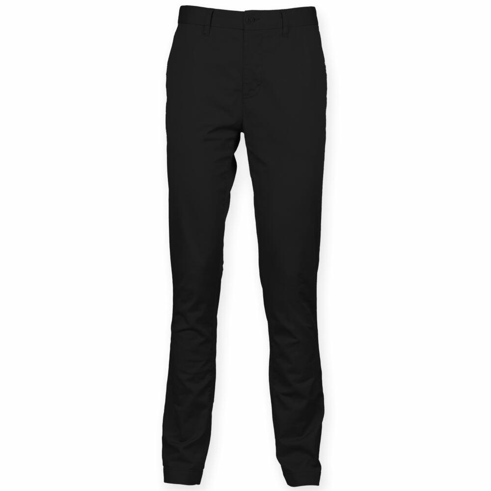 A pair of Front Row FR621 black slim-fit pants on a white background.