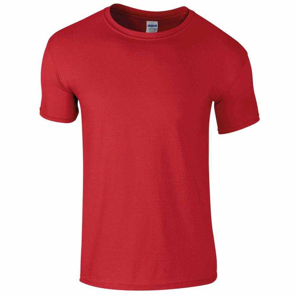 A Gildan GD01B plain red short-sleeve T-shirt on a white background.