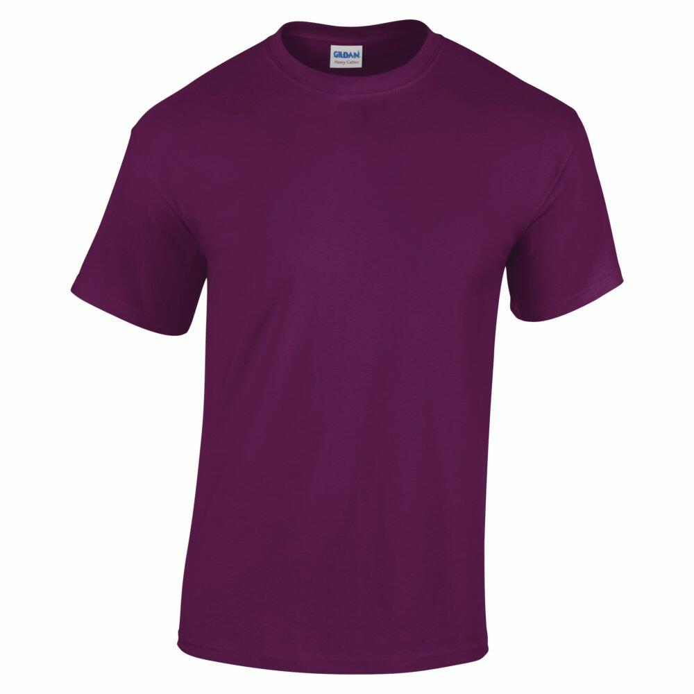 A simple and casual T-shirt from the Gildan brand, model GD05B, is showcased against a white background. It features a dark purple color with short sleeves and a round neckline.