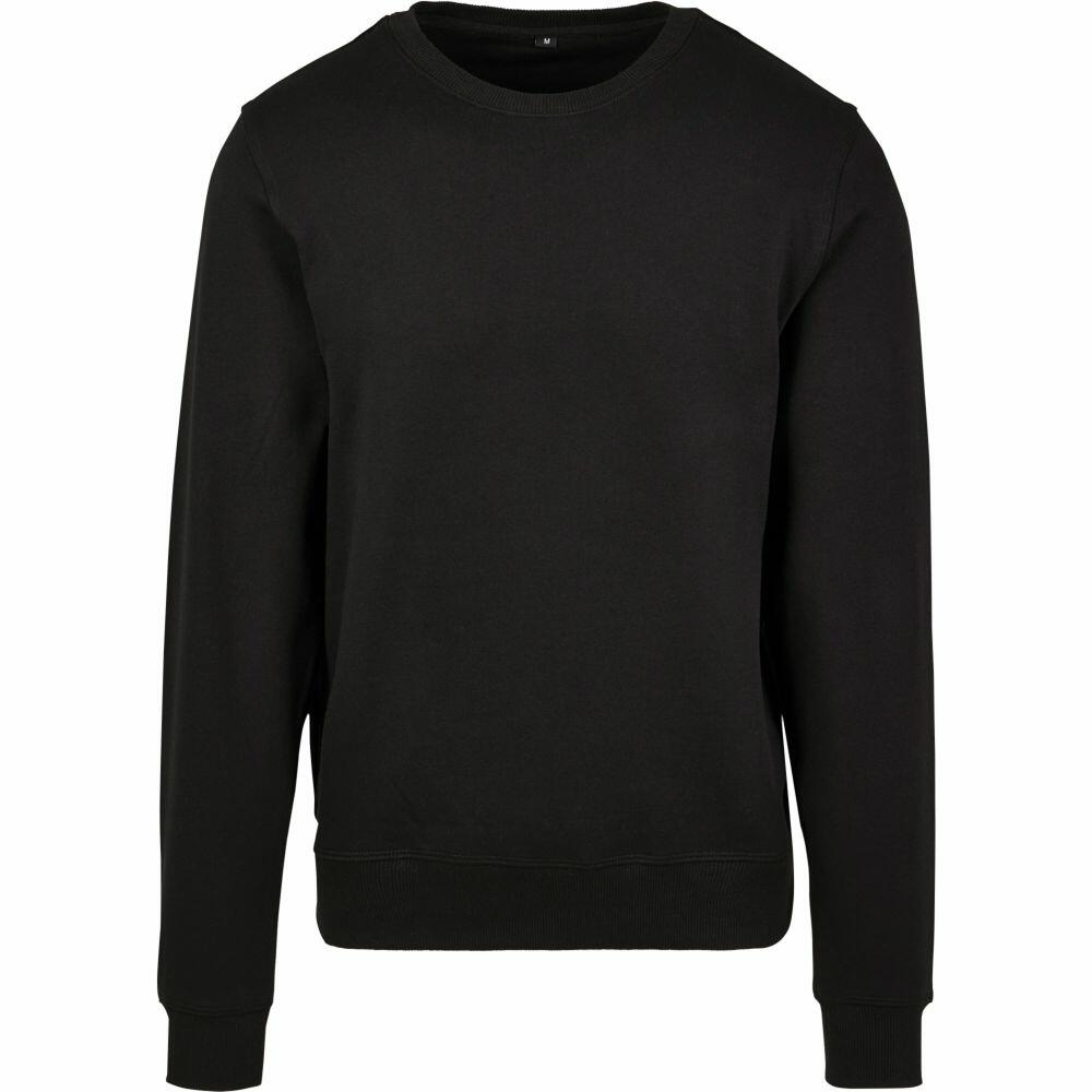 BY119 sweatshirt by Build Your Brand, featuring a plain black design with long sleeves and a round neckline.