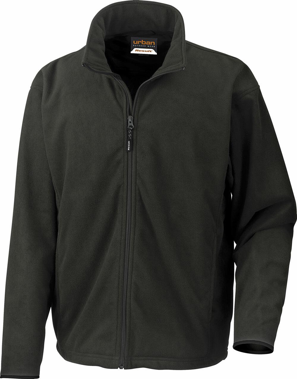 Product Description: The Result Urban Outdoor R109A jacket in dark green features a front zipper and high collar, showcased against a plain background.