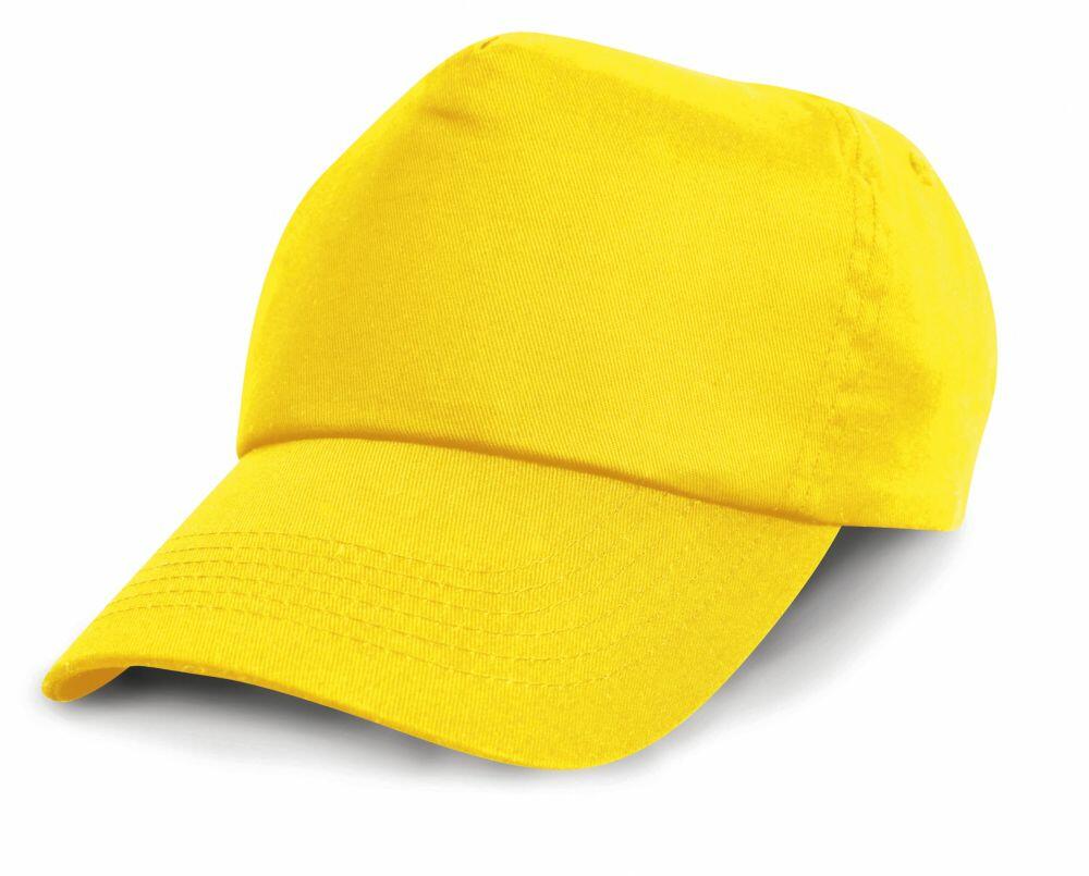 A RC05X baseball cap in yellow from Result Headwear, featuring a curved brim and visible stitching.