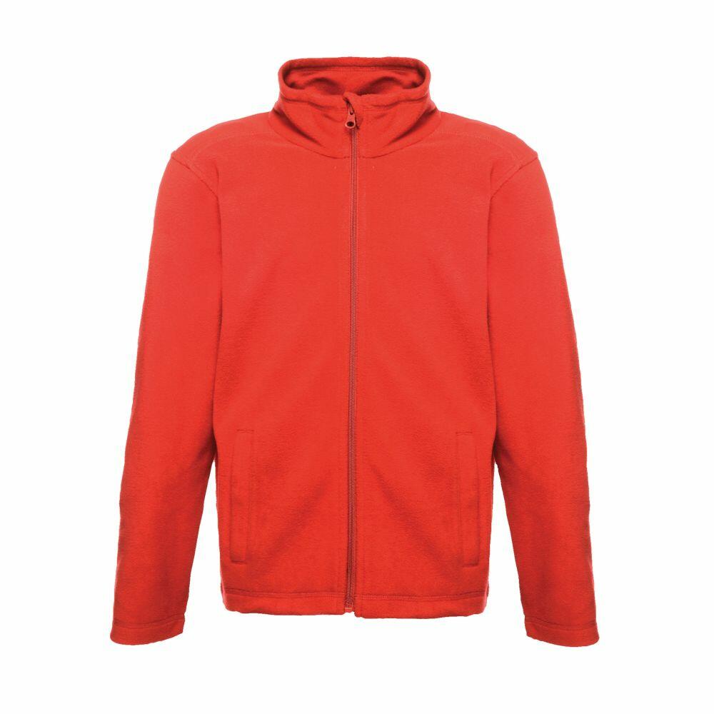 Regatta Junior RG248 fleece jacket in red features a high collar, full zip closure, and two front pockets.