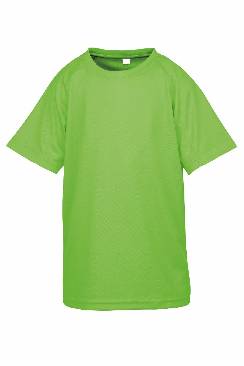 A Spiro S287J T-shirt in bright green showcased against a white background.