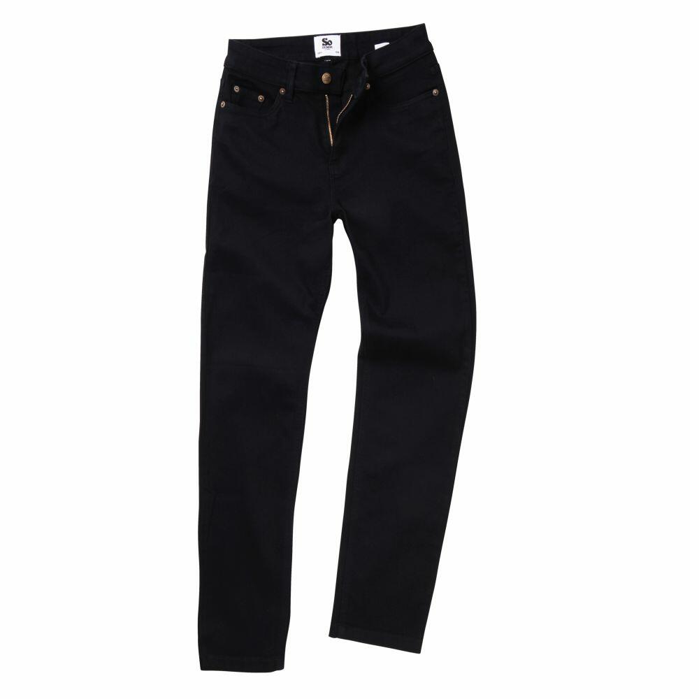 A pair of black jeans, product code SD011 by AWDis So Denim, showcased against a white background.