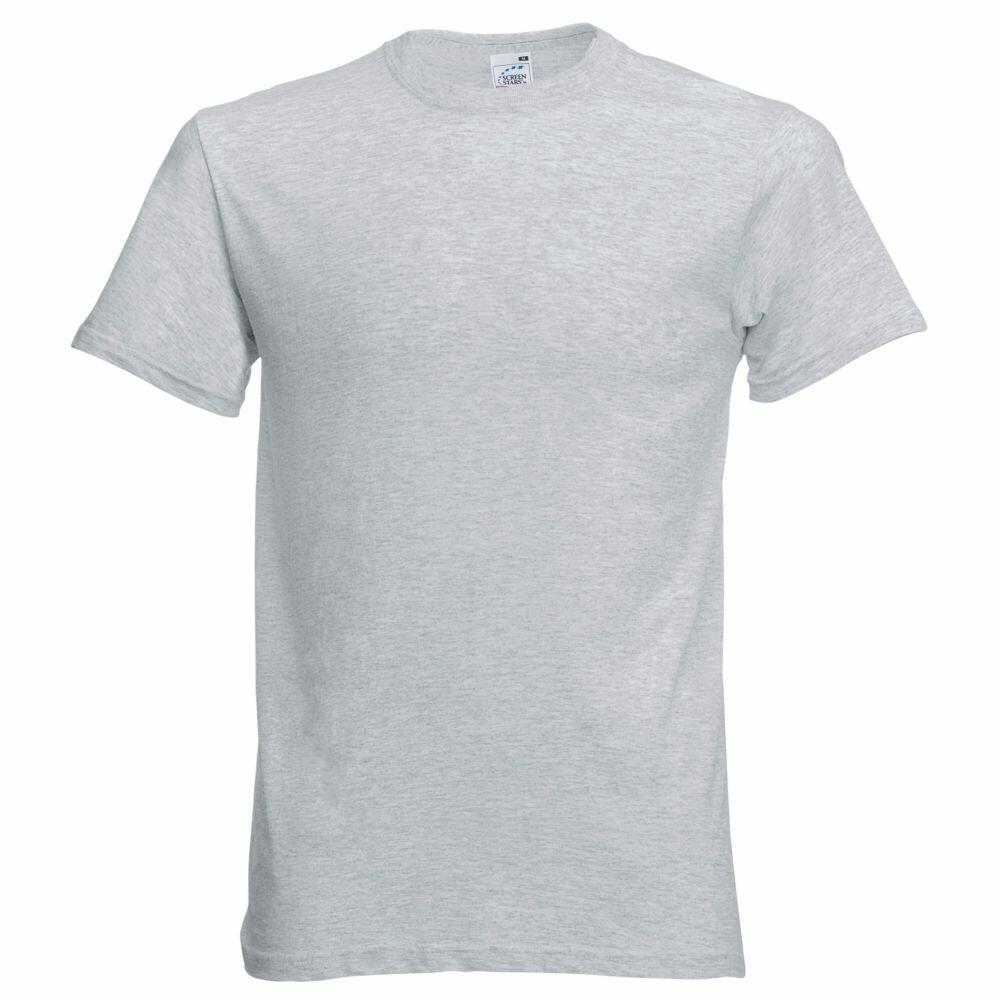 A Fruit of the Loom SS048 plain gray T-shirt displayed against a white background.