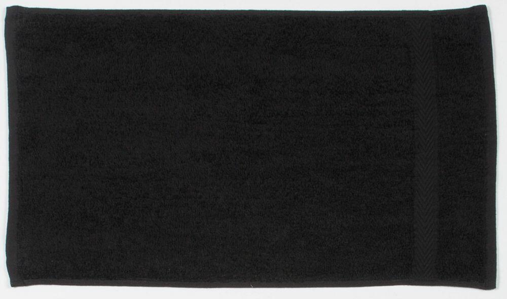 The TC005 towel from Towel City, featuring a rectangular black design, is displayed against a white background.