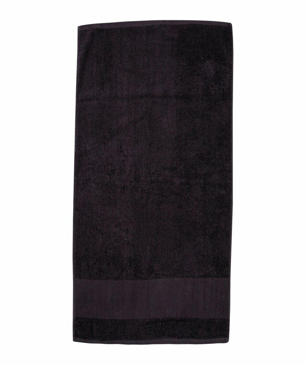The Towel City TC035 bath towel, featuring a minimalist black design, is showcased against a white background.