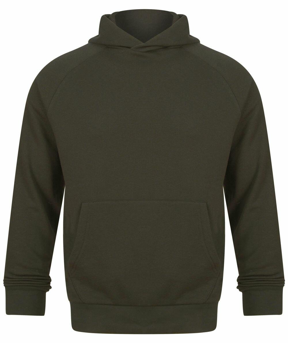 A Tombo TL710 hoodie in dark green with long sleeves and a front pocket, set against a white backdrop.