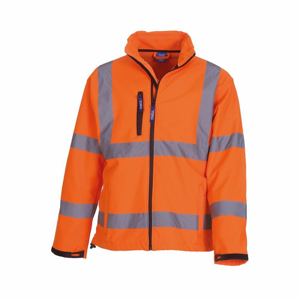 Yoko's YK040 is a bright orange safety jacket featuring gray reflective stripes and multiple pockets.