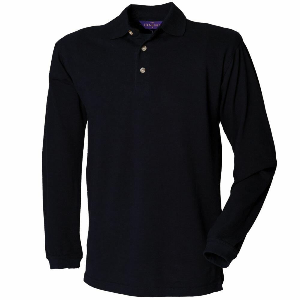 Henbury Men's Long Sleeve Cotton Polo Shirt - HB105