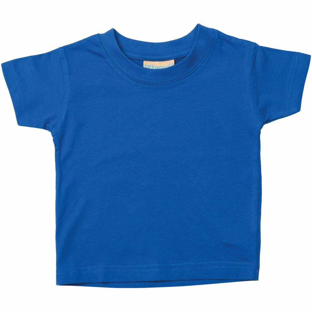 The LW20T, a plain blue t-shirt with short sleeves by Larkwood, is displayed against a white background.