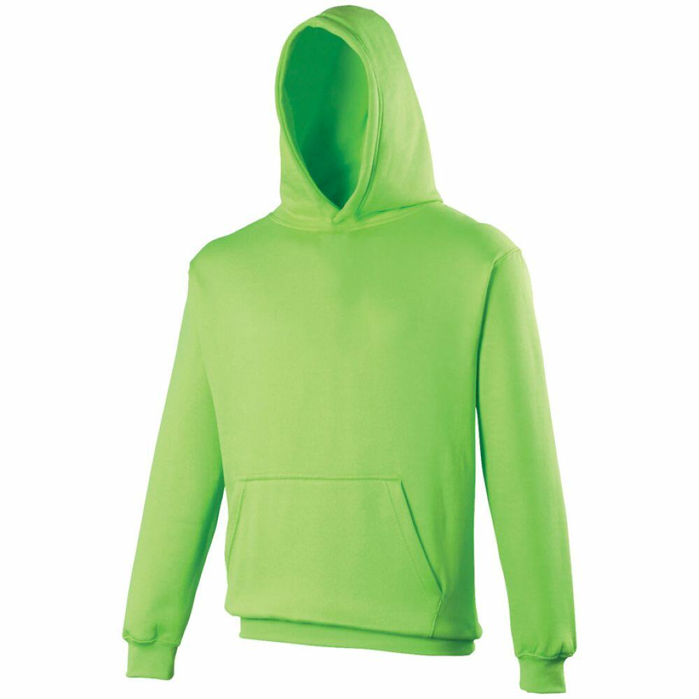 AWDis Just Hoods JH04J in a vibrant green color, featuring a hood and a front pocket.