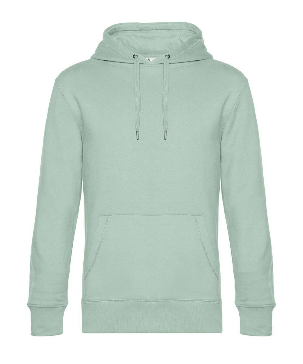 The BA011 by B&C Collection is displayed against a white background, featuring a mint green color, front pouch pocket, and drawstring hood.