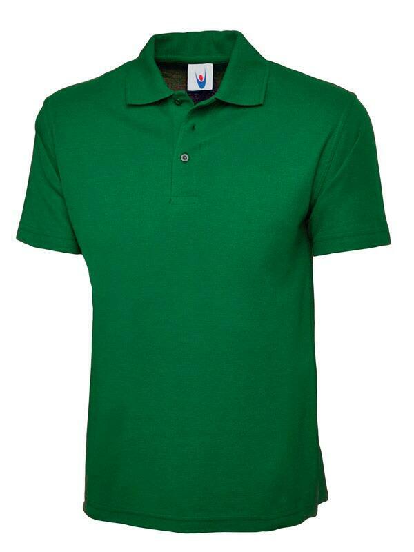 A Uneek UC101 adult unisex classic polo shirt in Kelly Green