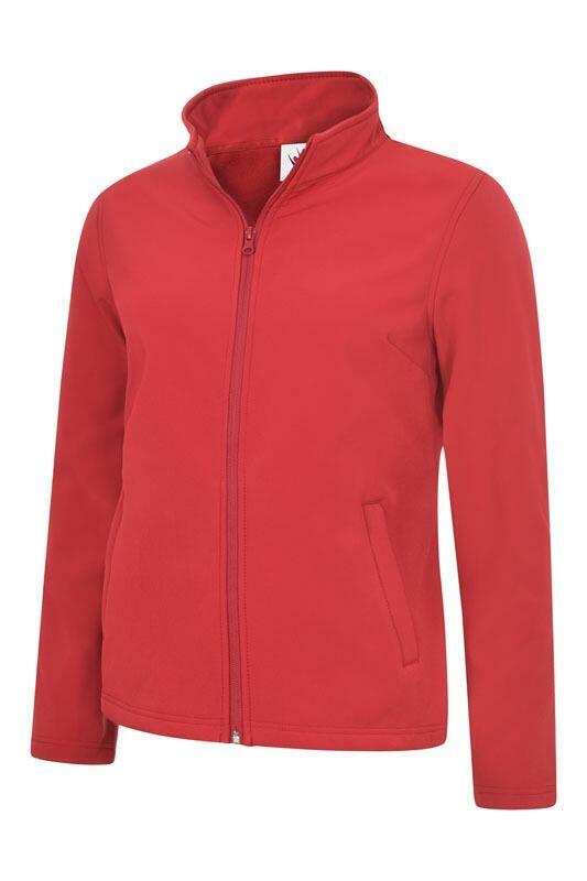 A Uneek UC613 ladies classic soft shell jacket in Red