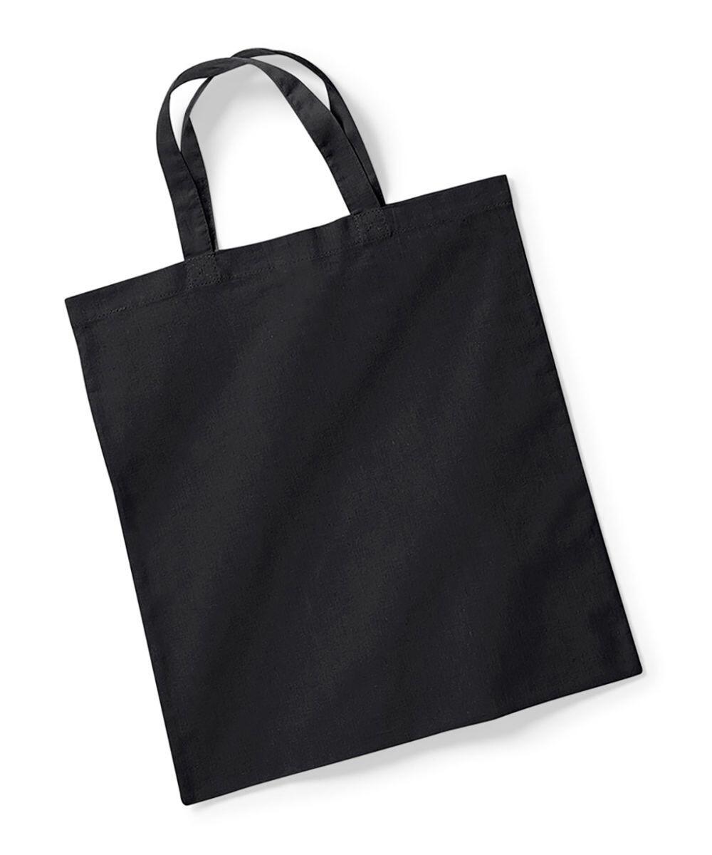 A Westford Mill W101S tote bag, featuring a plain black fabric design with two handles.