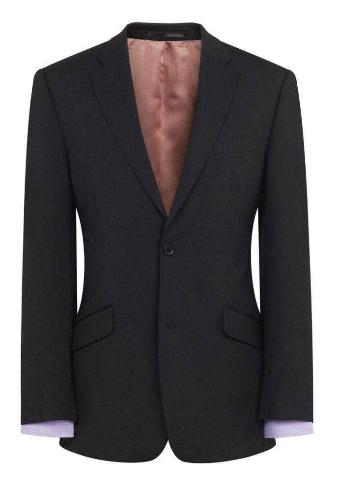 A black Aldwych Jacket from Brook Taverner featuring a single button, notched lapels, and a pink lining.