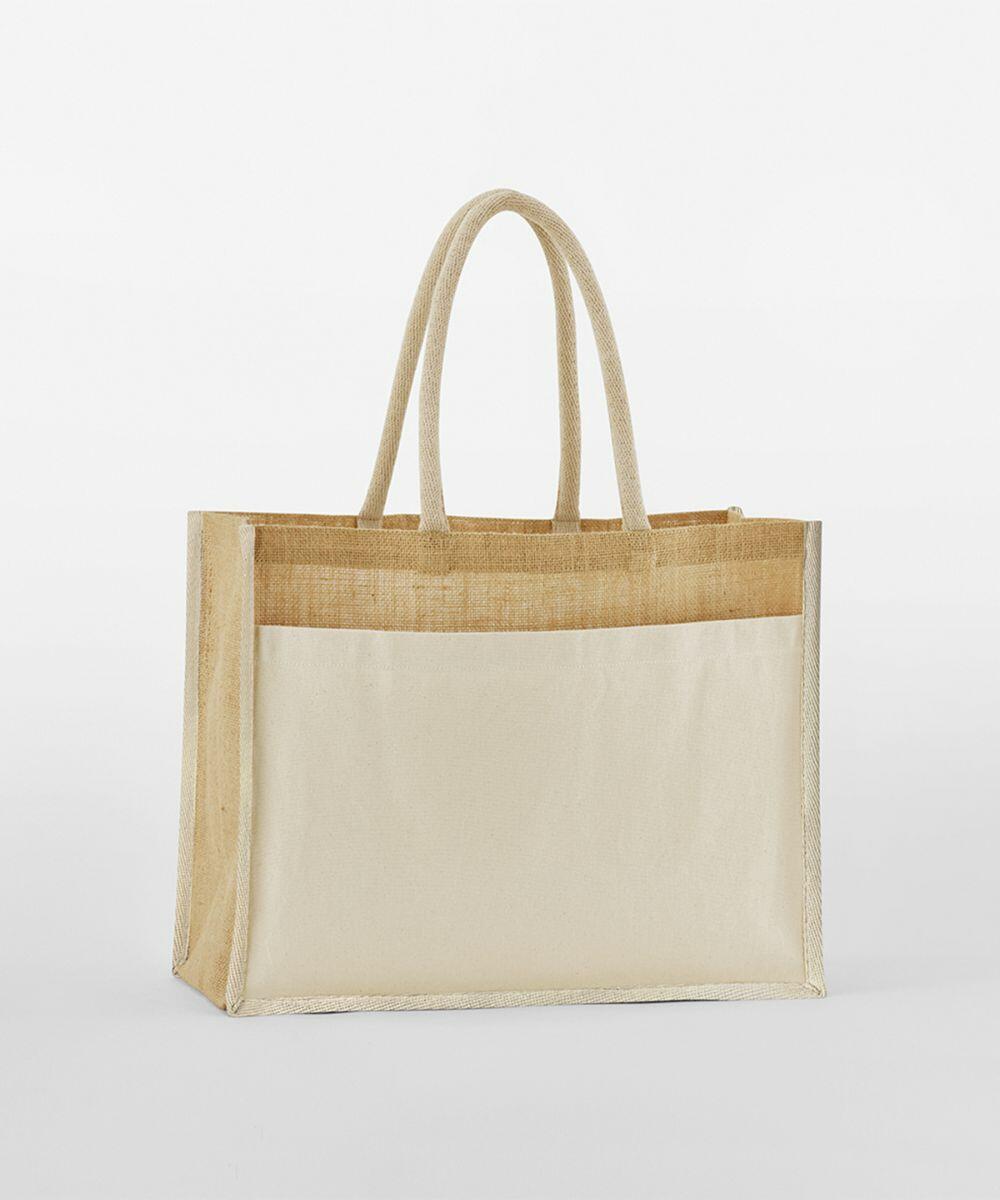 Westford Mill Cotton Pocket Natural Jute Shopper Eco-Friendly Bag