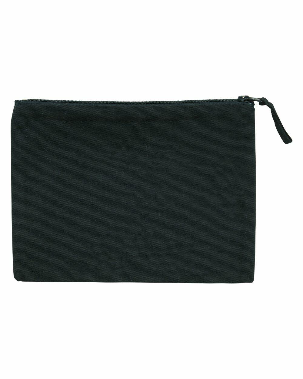 A Stanley/Stella SX059 pouch in plain black with a zipper sits flat against a white background.