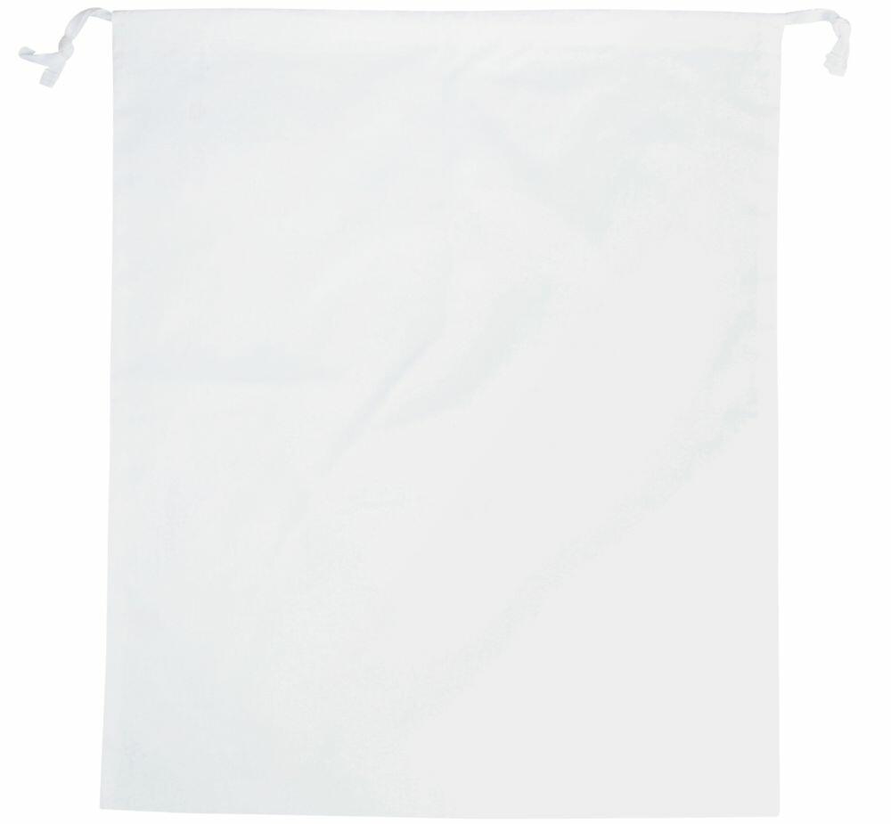 The Towel City TC063 is a plain white laundry bag featuring a drawstring closure at the top.