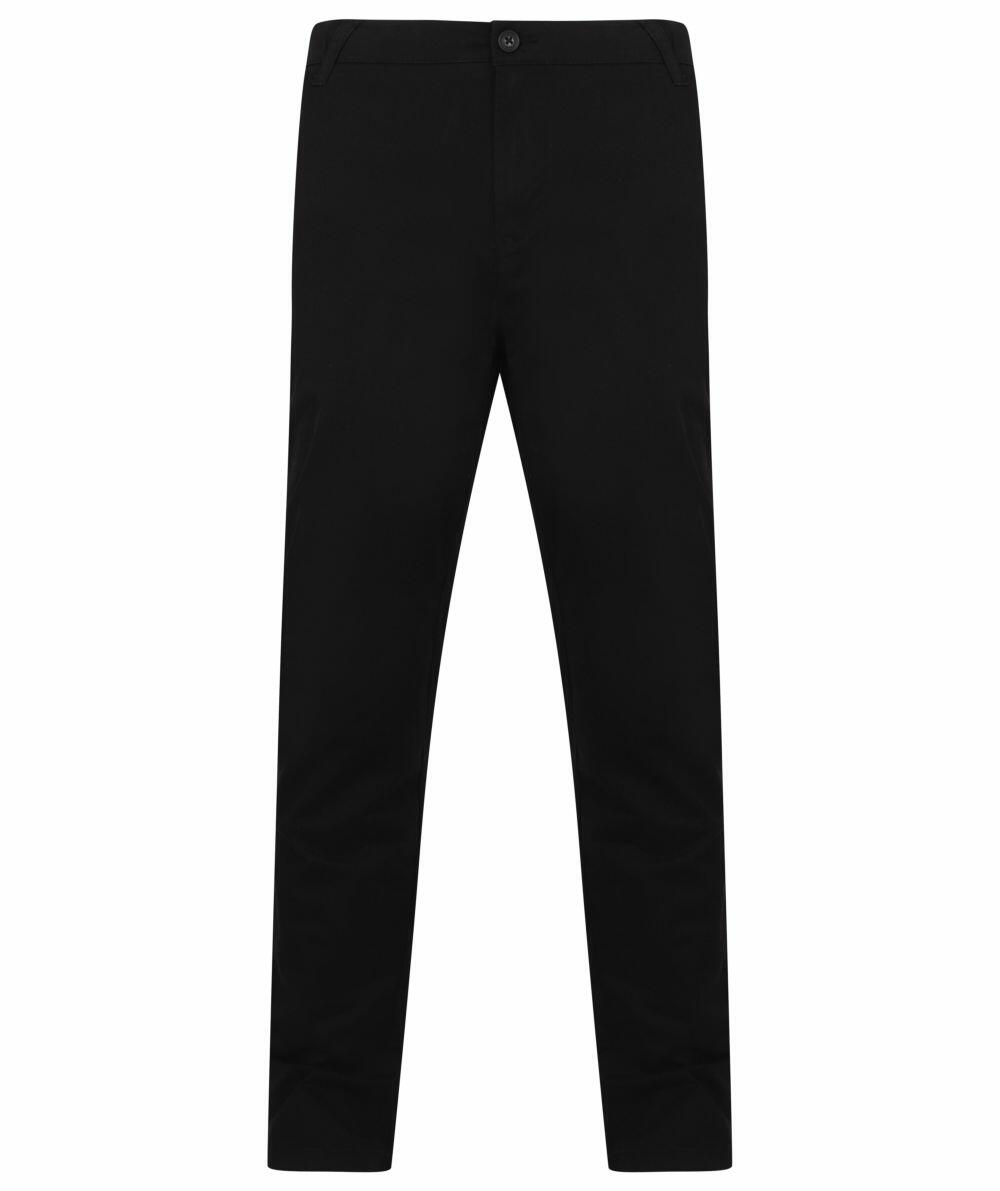 Henbury's HB650 trousers presented against a plain white background, exhibiting a front view with a button and zip closure.