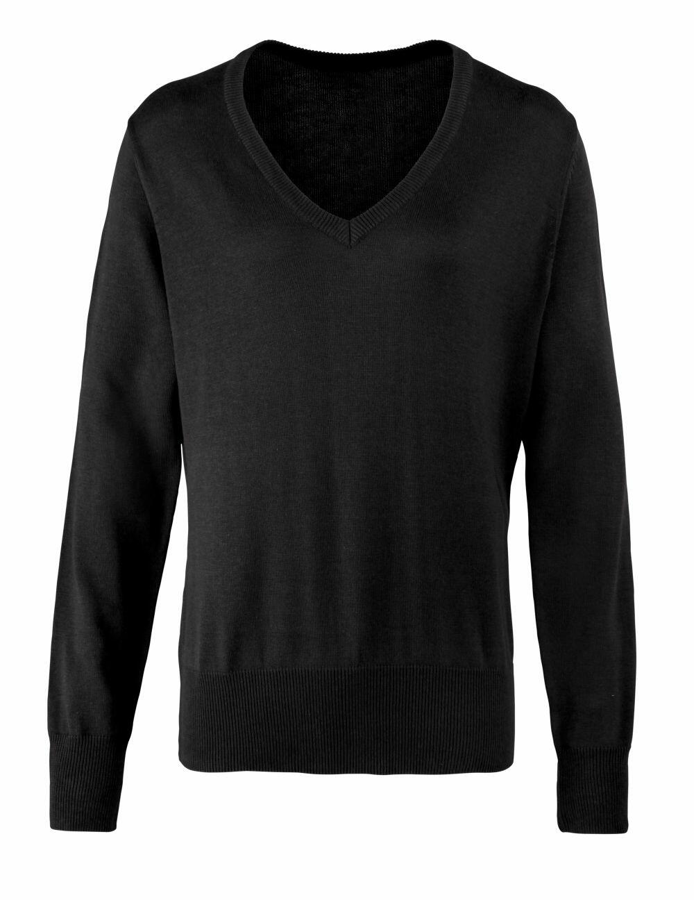 Premier PR696 sweater, featuring a black V-neck and long sleeves.