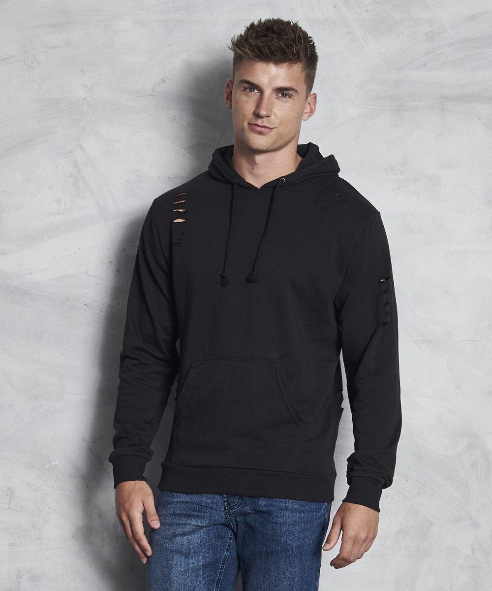 Black distressed hoodie best sale