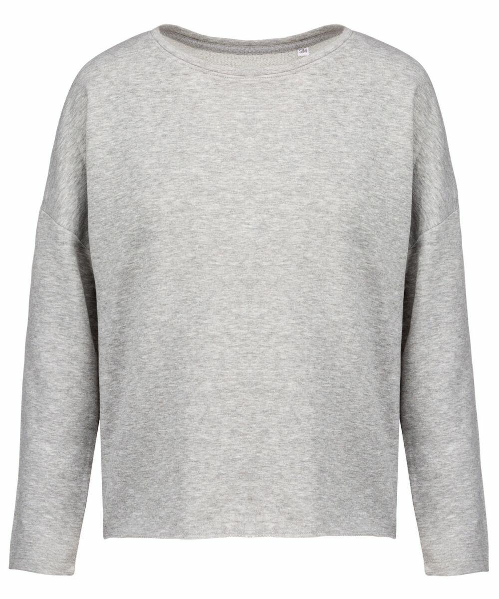 A plain grey long-sleeve sweater with a crew neckline, shown on a white background. Product Name: KB471 by Kariban.
