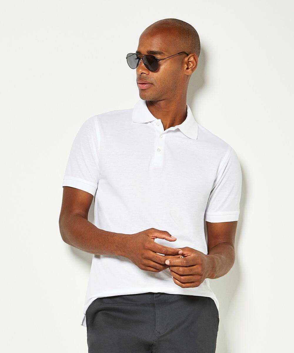 Plain white polo shirt mens online