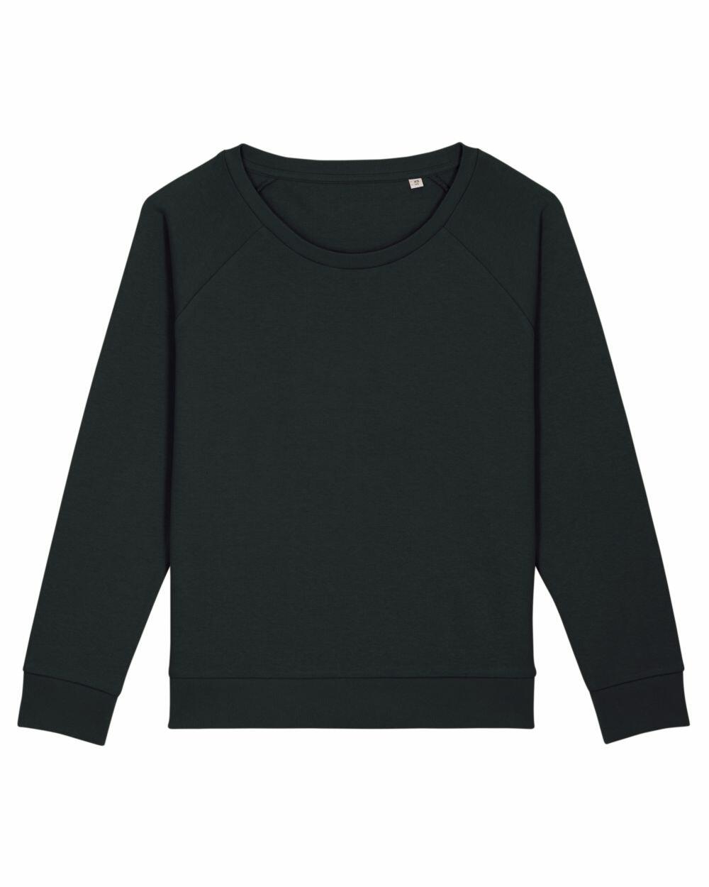 The Stanley/Stella SX083 is a long-sleeve sweatshirt in dark green, featuring a round neckline and showcased against a plain white background.