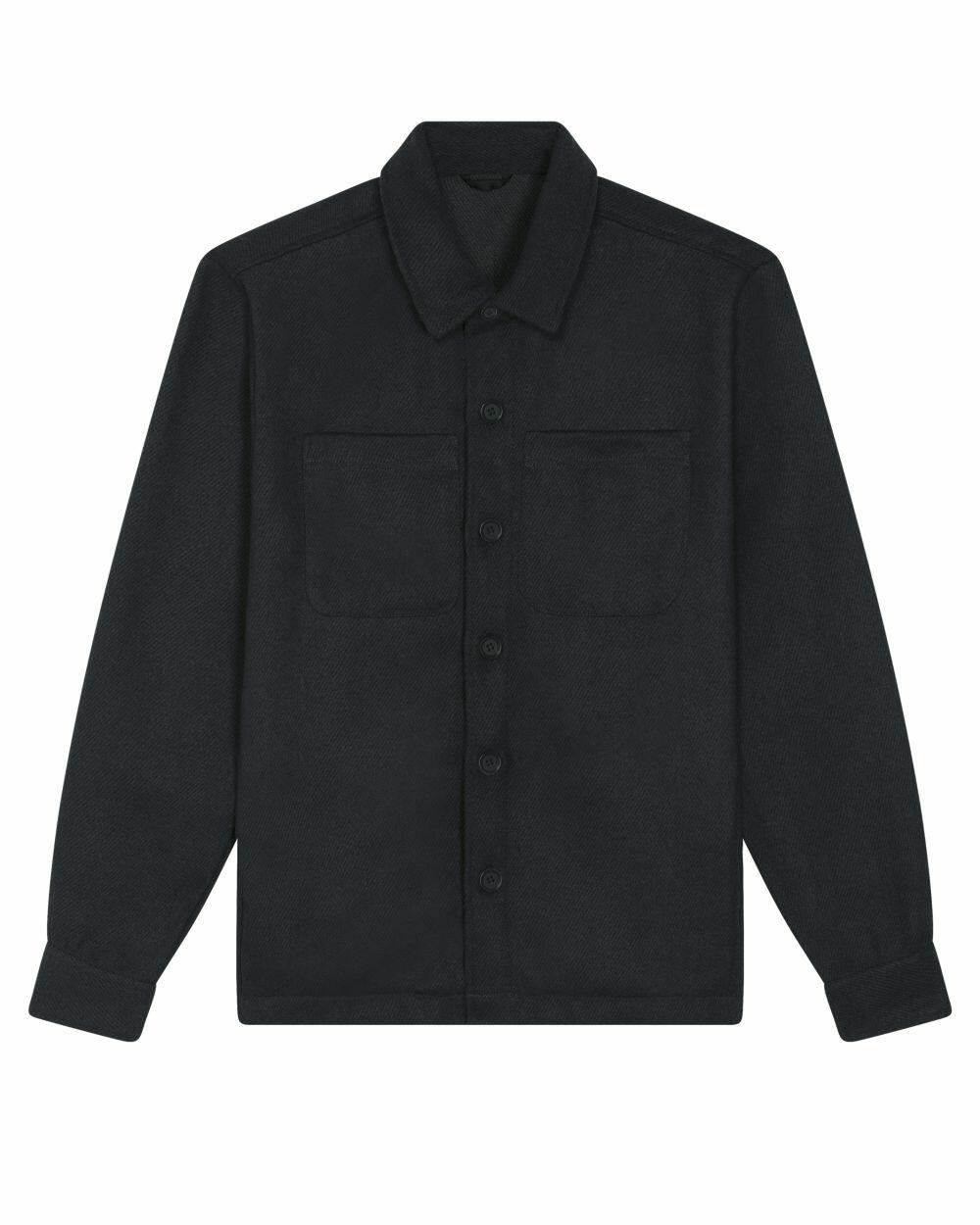 Stanley/Stella's SX205 is a dark green button-up shirt featuring a collar and two chest pockets.